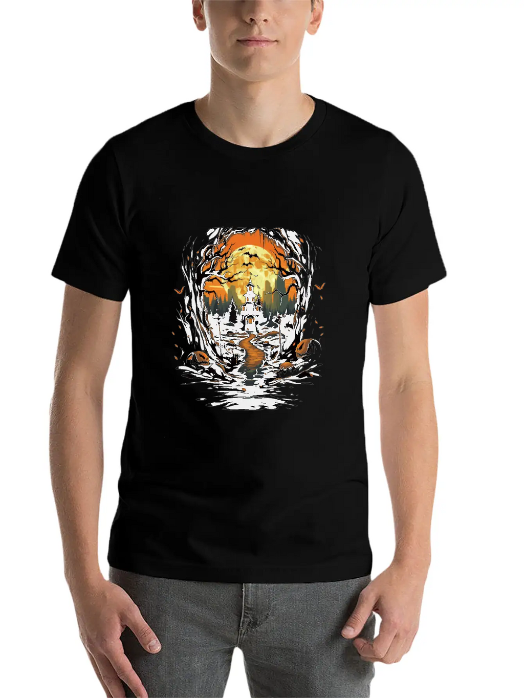 Scary Mood Of Halloween Essential Cotton Tee For Daily Outfits – Unisex Style