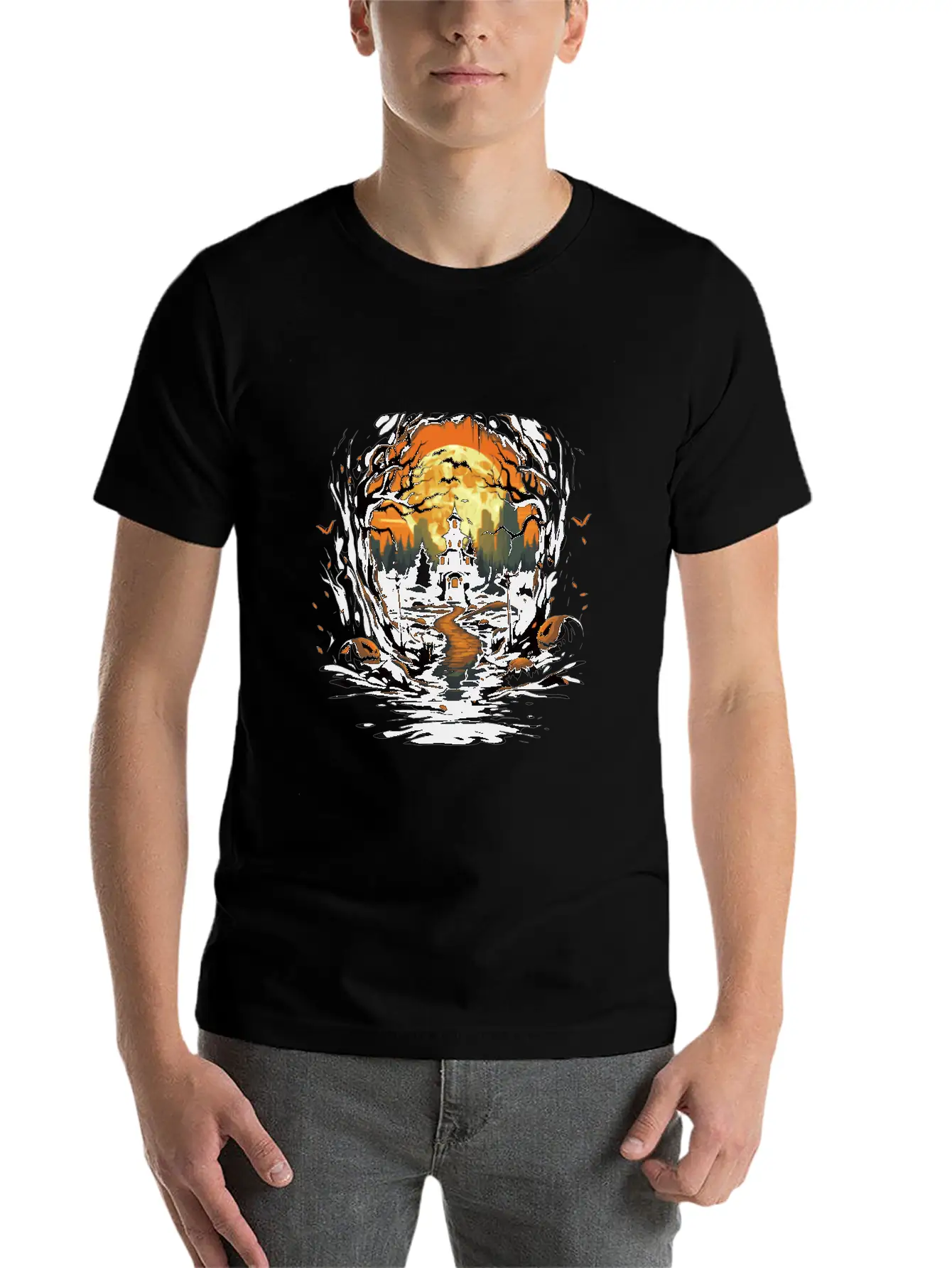 Scary Mood Of Halloween Essential Cotton Tee For Daily Outfits – Unisex Style
