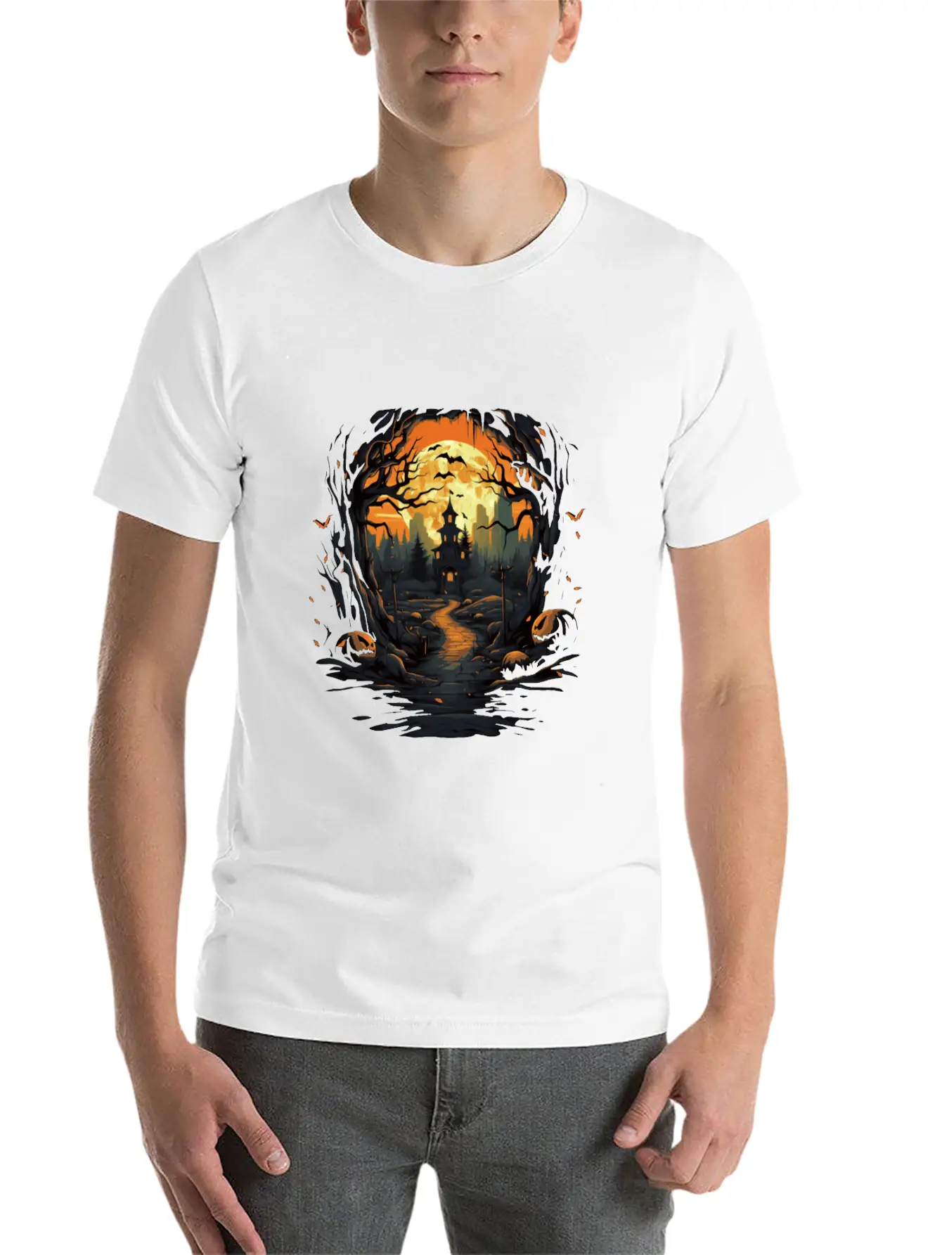 Scary Mood Of Halloween Essential Cotton Tee For Daily Outfits – Unisex Style