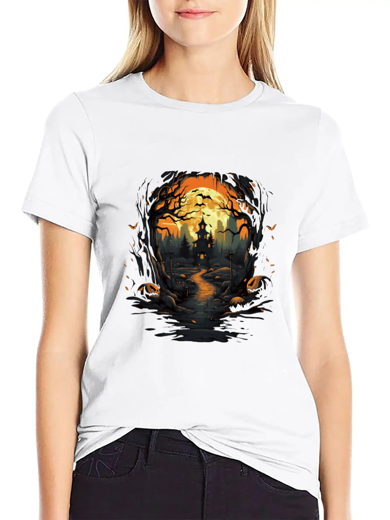 Scary Mood Of Halloween Essential Cotton Tee For Daily Outfits – Unisex Style