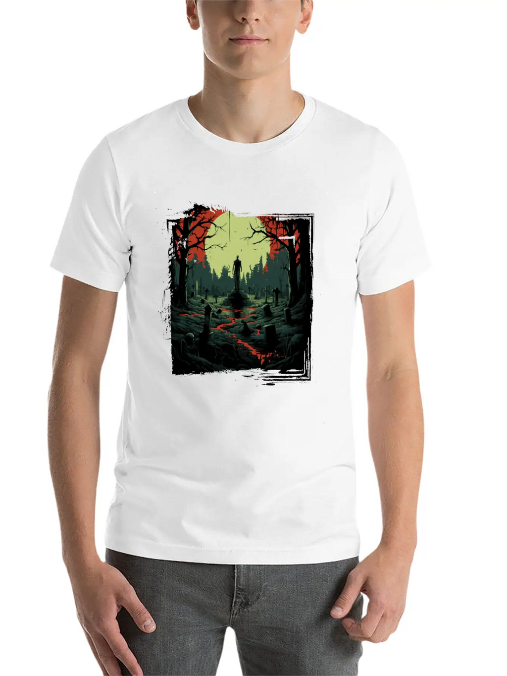Scary Mood Of Halloween Timeless Short Sleeve Tee – Comfy And Minimalist Design