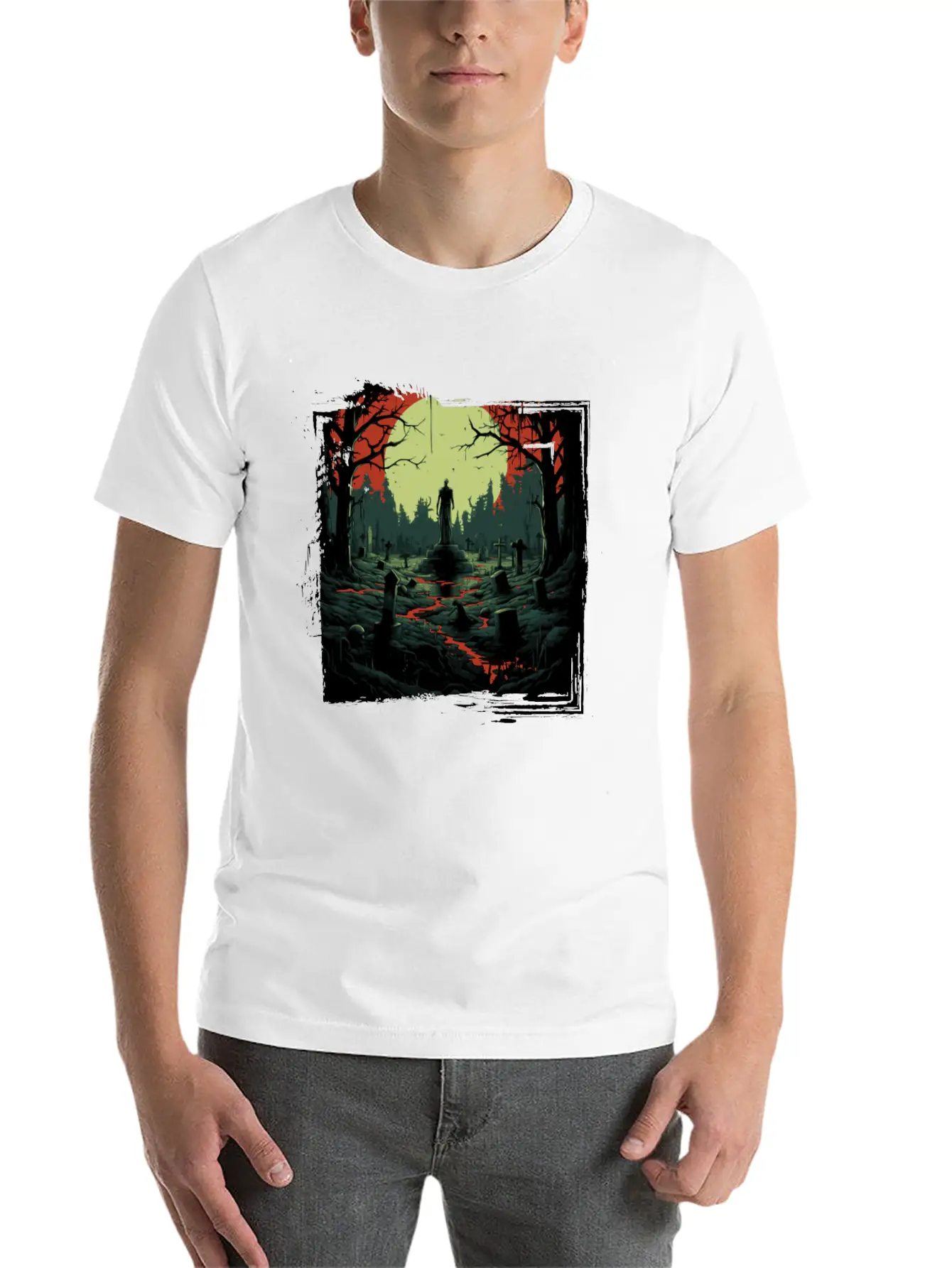 Scary Mood Of Halloween Timeless Short Sleeve Tee – Comfy And Minimalist Design