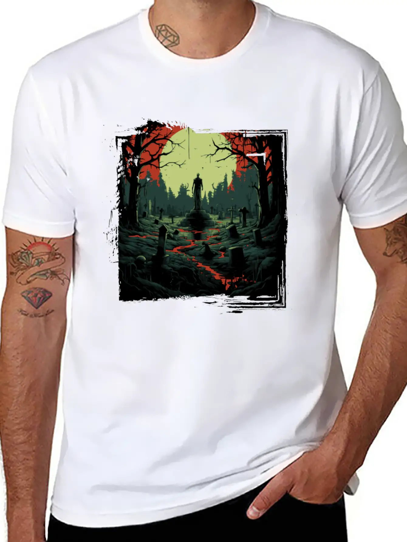 Scary Mood Of Halloween Timeless Short Sleeve Tee – Comfy And Minimalist Design