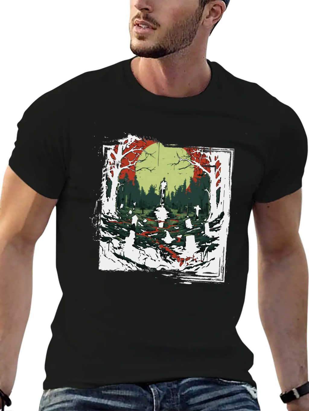 Scary Mood Of Halloween Timeless Short Sleeve Tee – Comfy And Minimalist Design