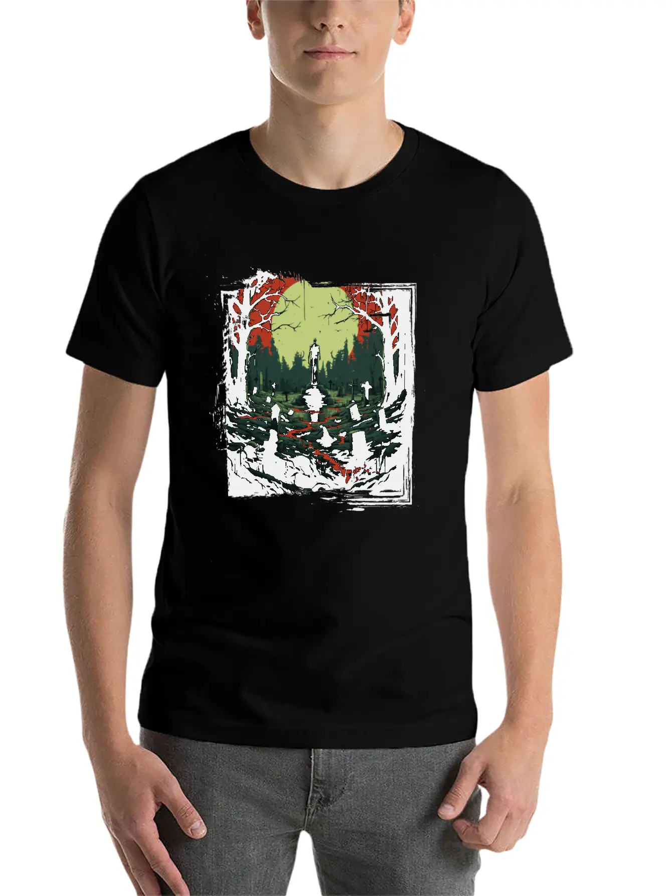 Scary Mood Of Halloween Timeless Short Sleeve Tee – Comfy And Minimalist Design