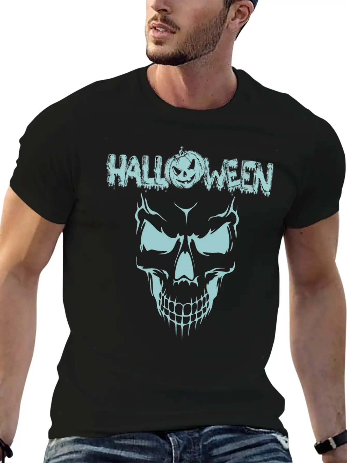 Scary Sace Halloween Breathable Graphic T-Shirt – Perfect For Casual Days