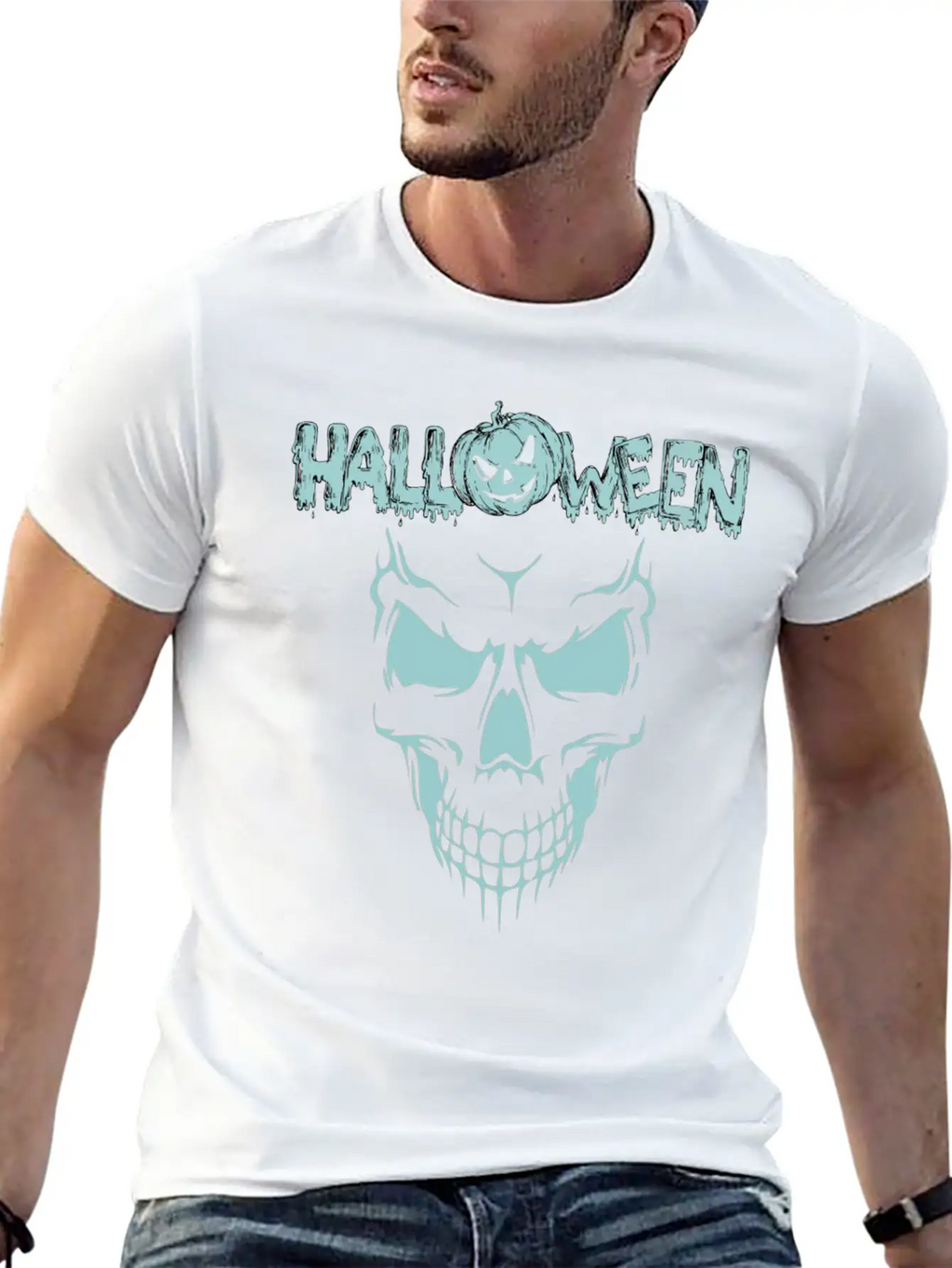 Scary Sace Halloween Breathable Graphic T-Shirt – Perfect For Casual Days
