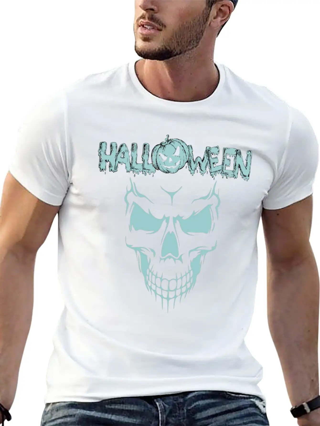 Scary Sace Halloween Breathable Graphic T-Shirt – Perfect For Casual Days
