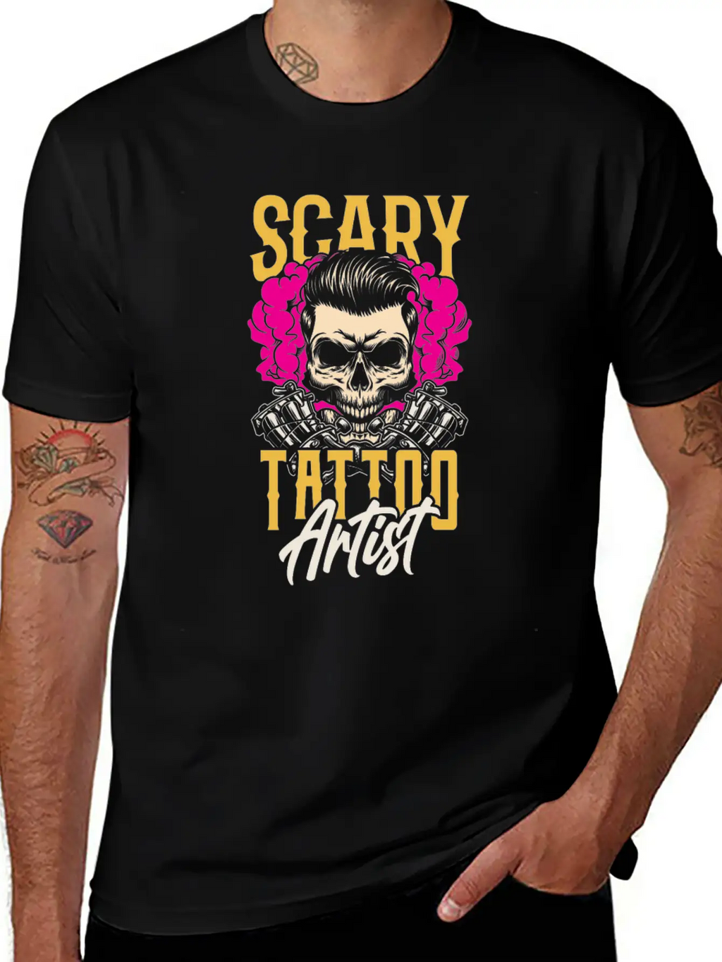 Scary Tattoo Artist Job Ink Art Relaxed Everyday Tee – Lightweight And Durable Cotton