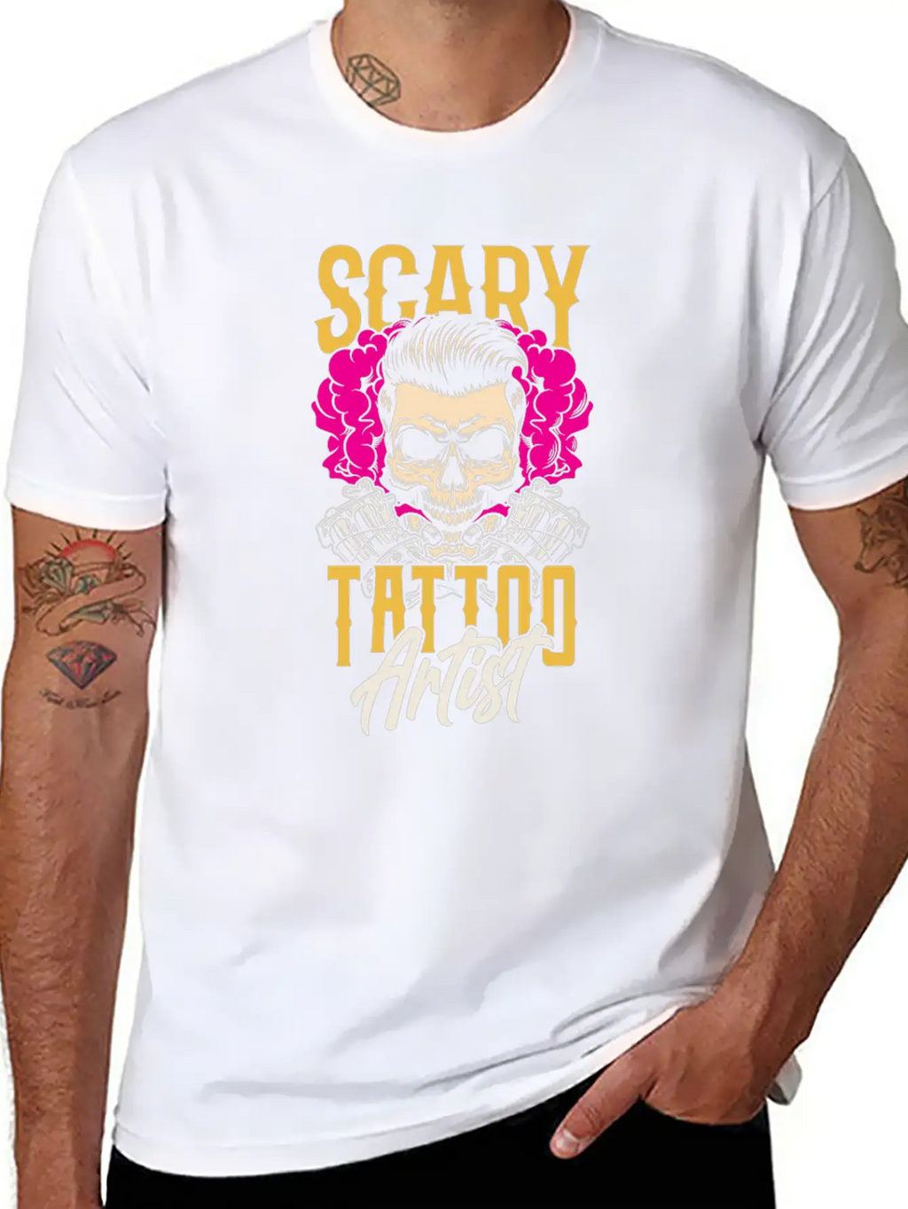 Scary Tattoo Artist Job Ink Art Relaxed Everyday Tee – Lightweight And Durable Cotton