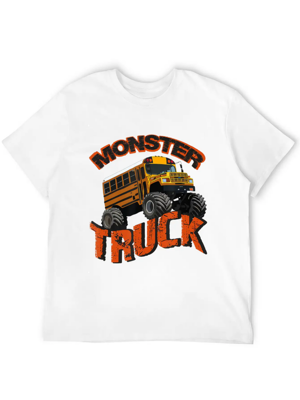 School Bus Monster Truck Orange Rally Artwork Basic Graphic T-Shirt – Daily Comfort In Soft Cotton