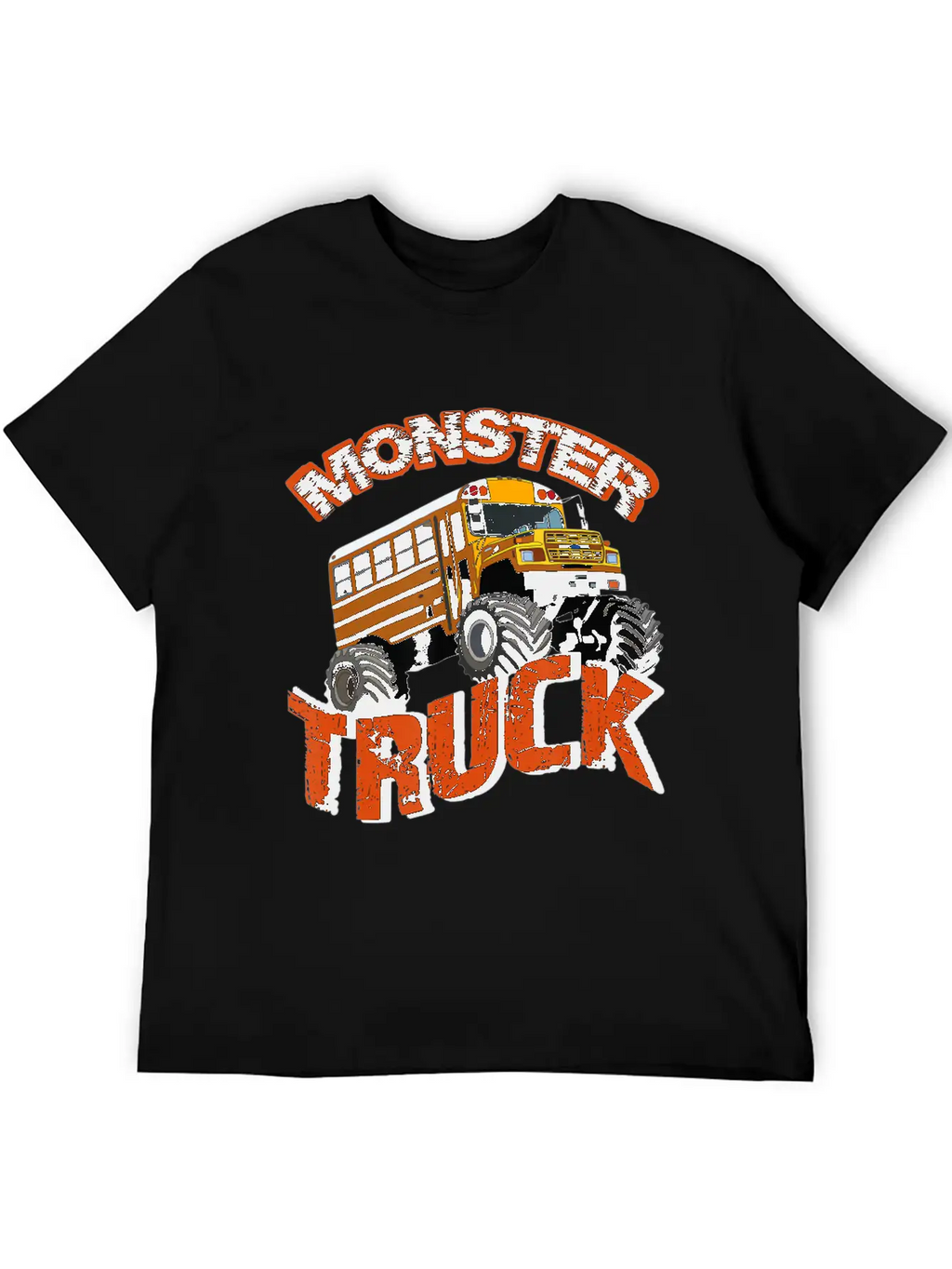 School Bus Monster Truck Orange Rally Artwork Basic Graphic T-Shirt – Daily Comfort In Soft Cotton