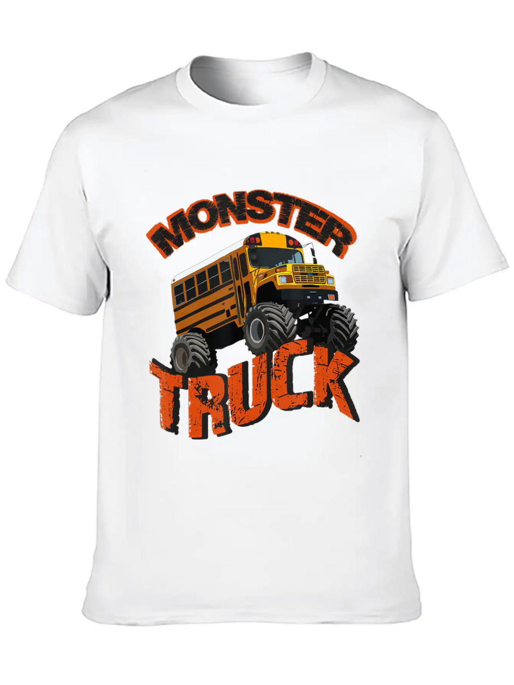 School Bus Monster Truck Orange Rally Artwork Basic Graphic T-Shirt – Daily Comfort In Soft Cotton