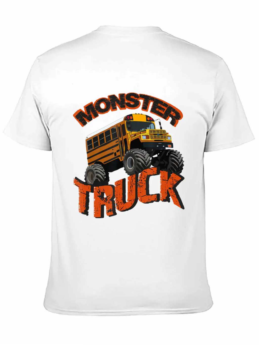 School Bus Monster Truck Orange Rally Artwork Basic Graphic T-Shirt – Daily Comfort In Soft Cotton