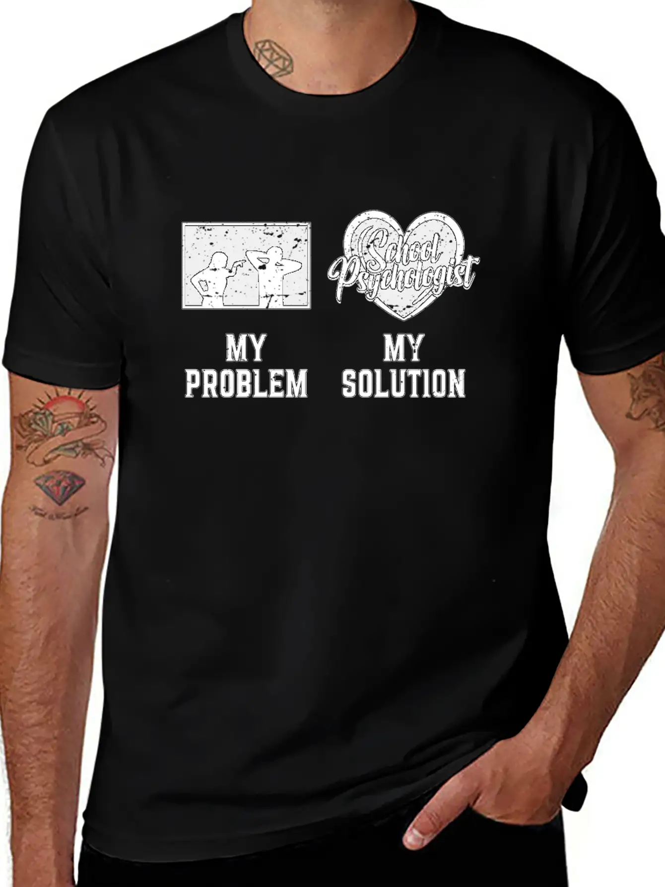 School Psych My Problem My Solution Pictogram Dad Breathable Graphic T-Shirt – Perfect For Casual Days