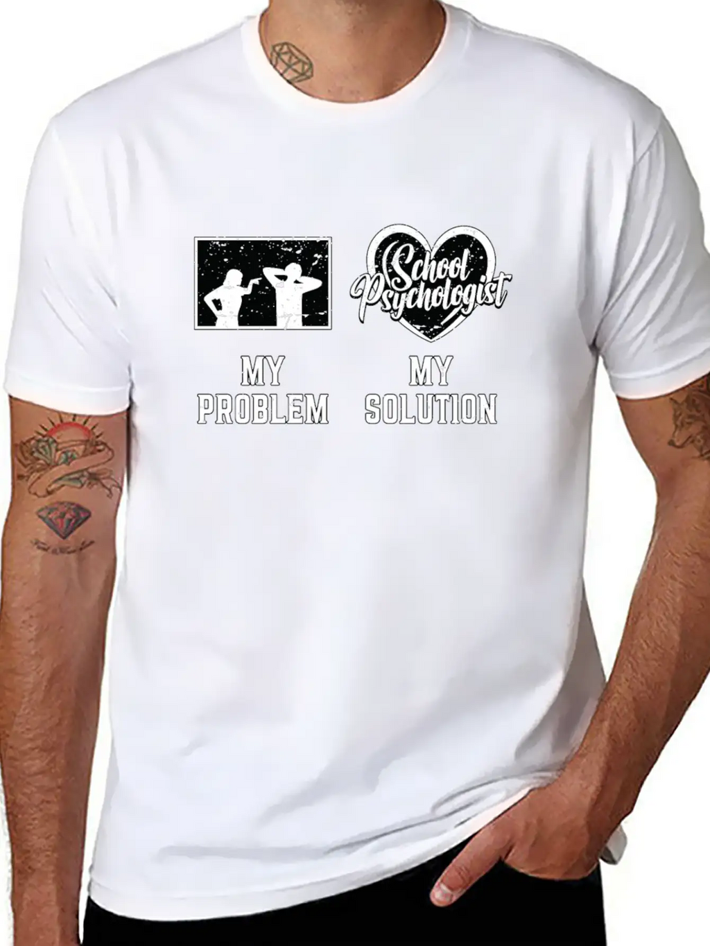School Psych My Problem My Solution Pictogram Dad Breathable Graphic T-Shirt – Perfect For Casual Days