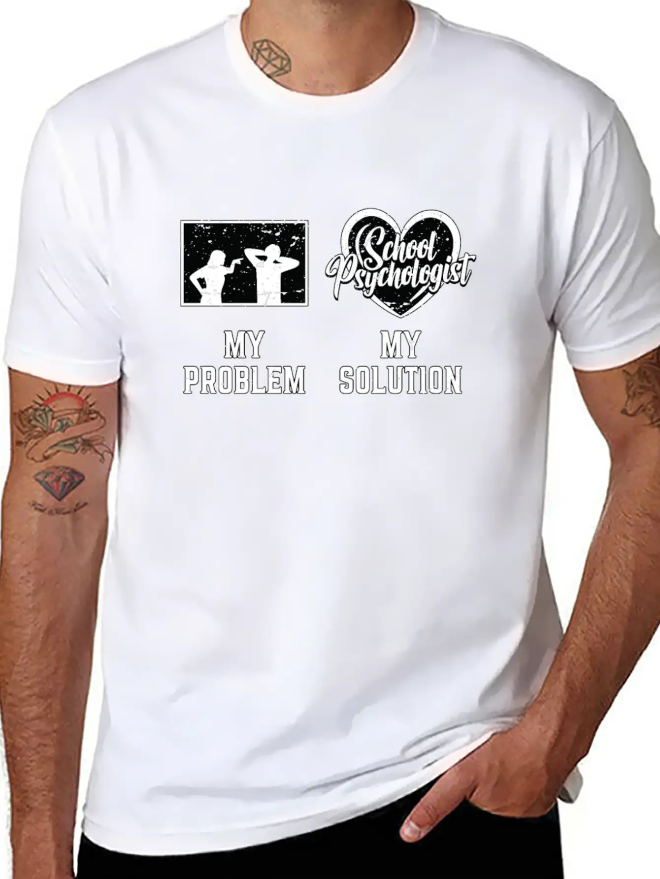 School Psych My Problem My Solution Pictogram Dad Breathable Graphic T-Shirt – Perfect For Casual Days