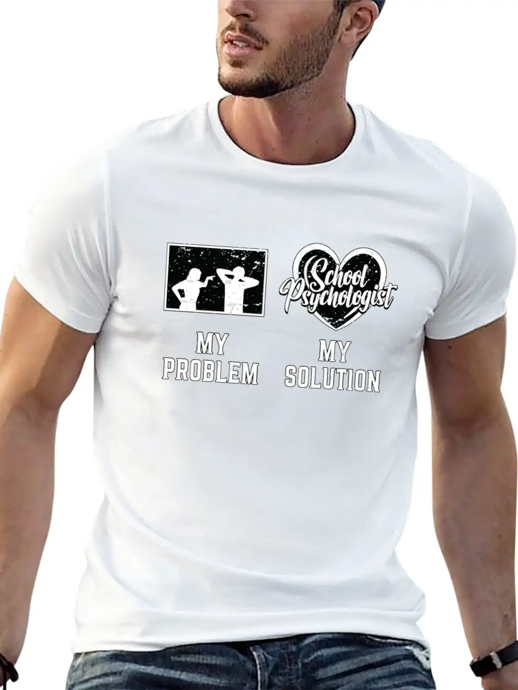 School Psych My Problem My Solution Pictogram Dad Breathable Graphic T-Shirt – Perfect For Casual Days