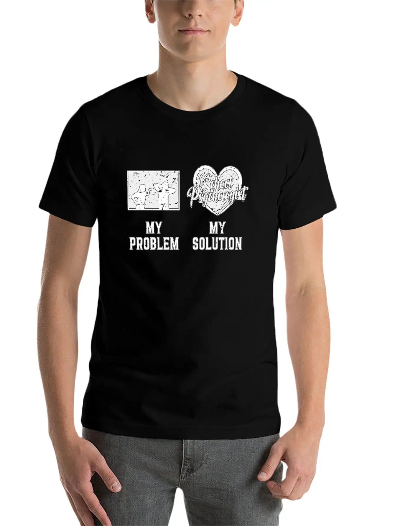 School Psych My Problem My Solution Pictogram Dad Breathable Graphic T-Shirt – Perfect For Casual Days