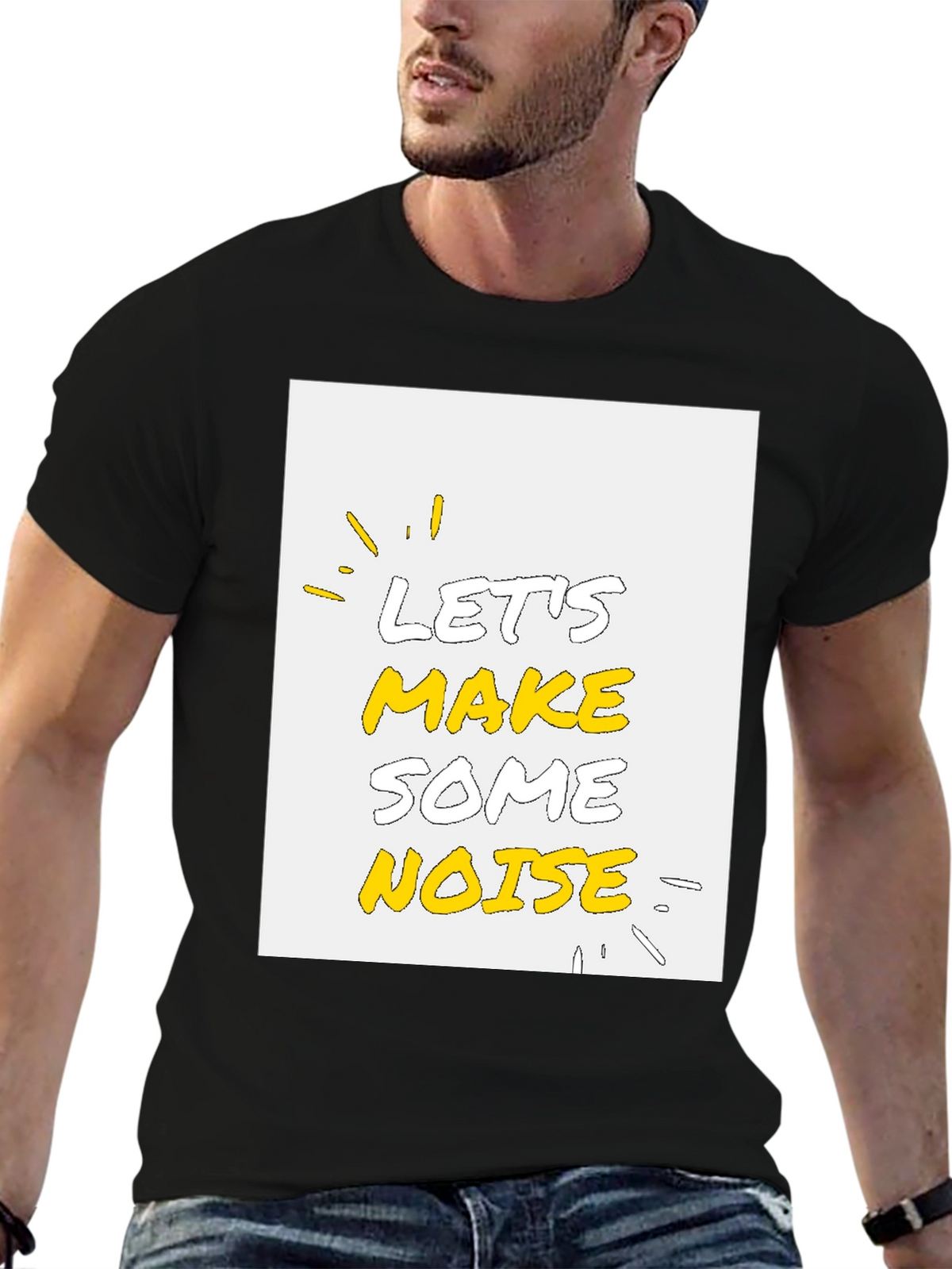 Lets Make Some Noise Graphic Tee - Black Cotton T-Shirt