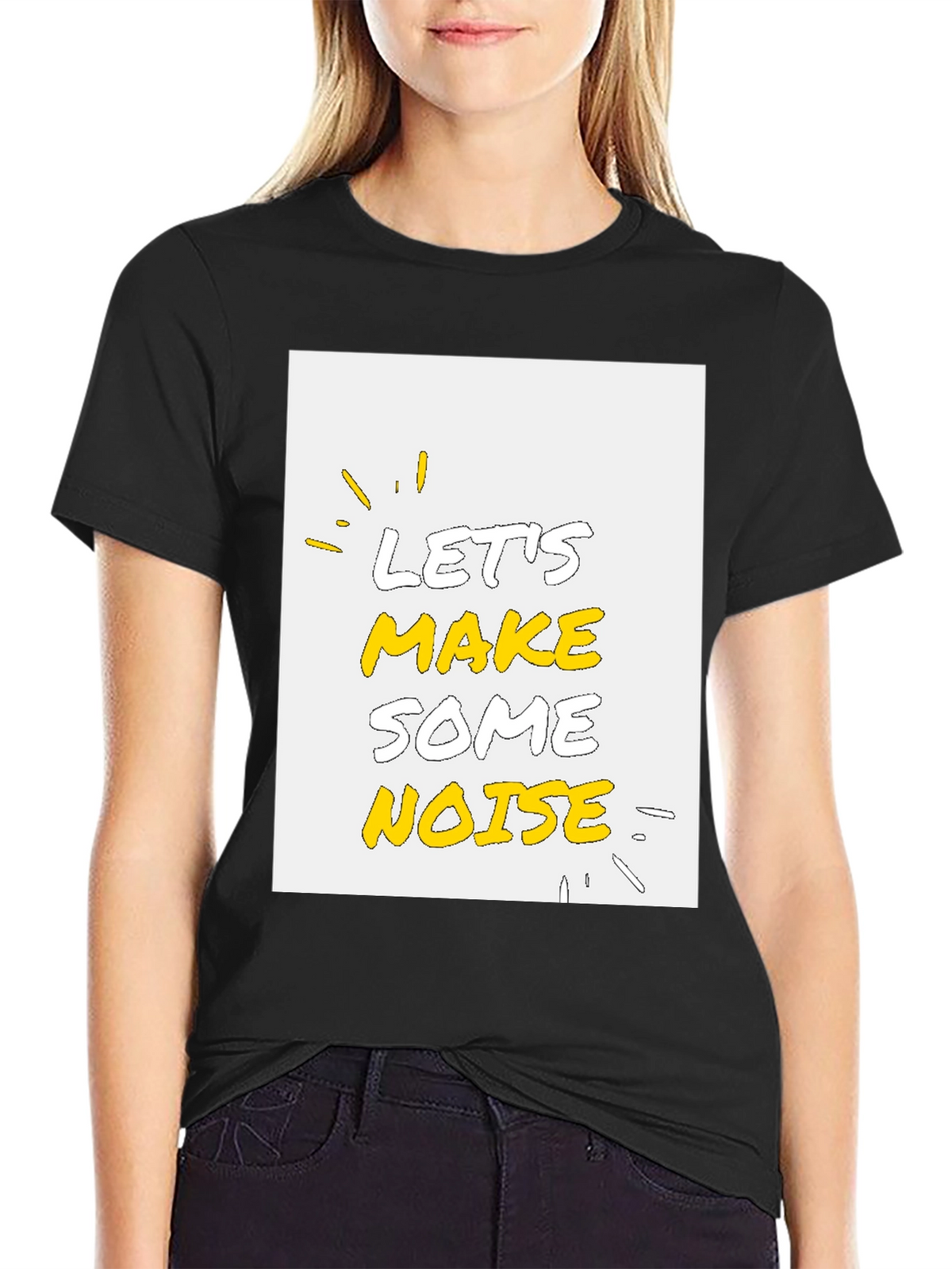 Lets Make Some Noise Graphic Tee - Black Cotton T-Shirt