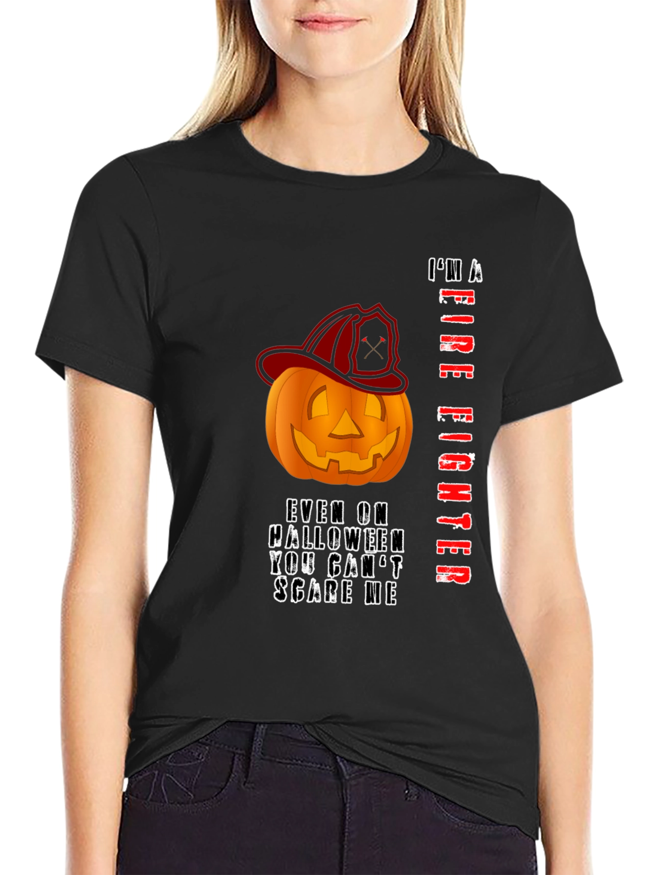 Firefighter Halloween Pumpkin T-Shirt