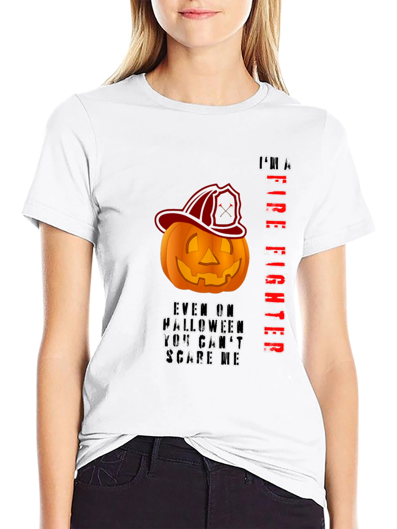 Firefighter Halloween Pumpkin T-Shirt