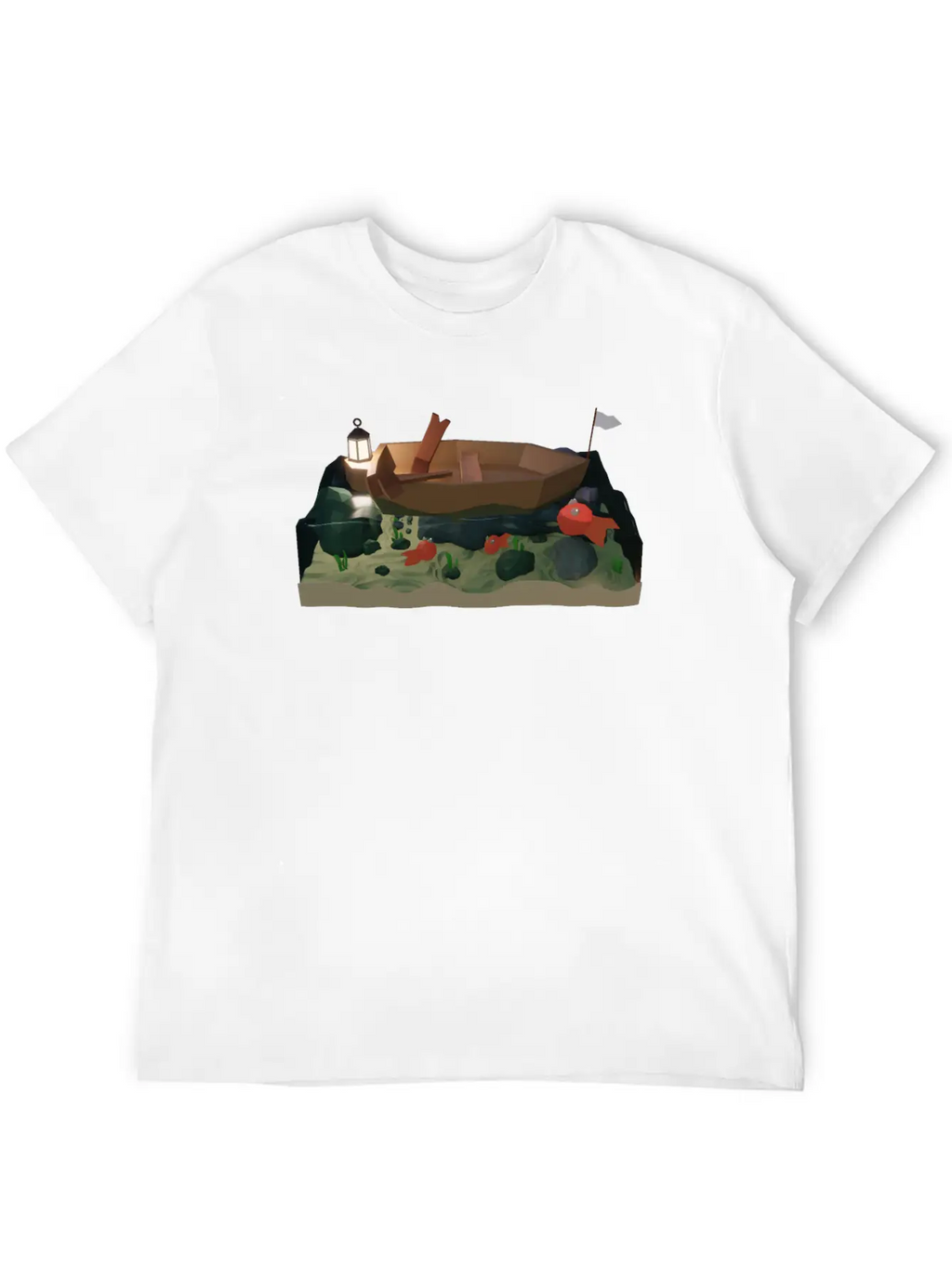 Sea Boat At Night Basic Graphic T-Shirt – Daily Comfort In Soft Cotton