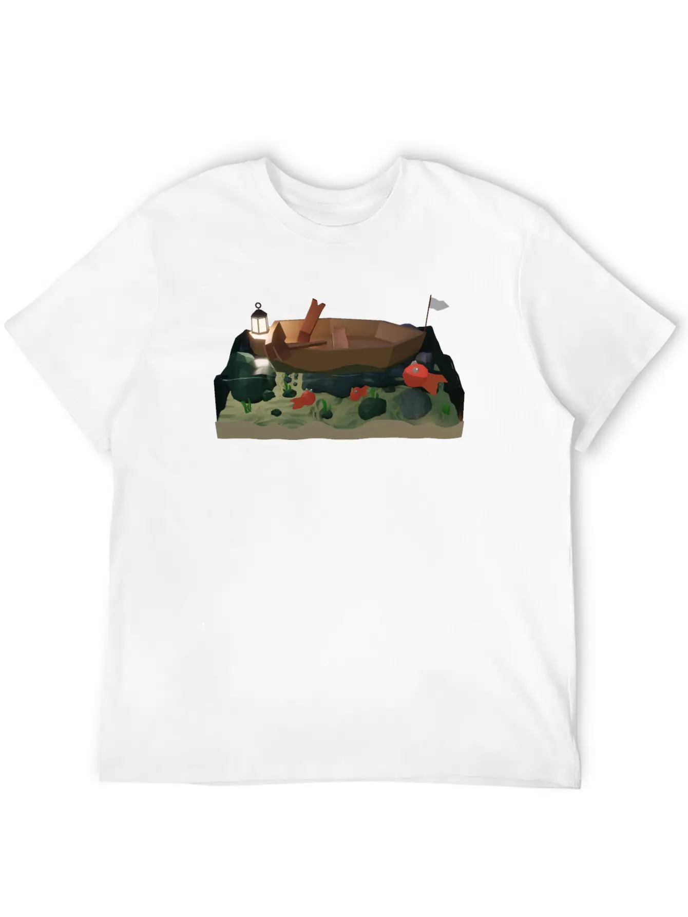 Sea Boat At Night Basic Graphic T-Shirt – Daily Comfort In Soft Cotton