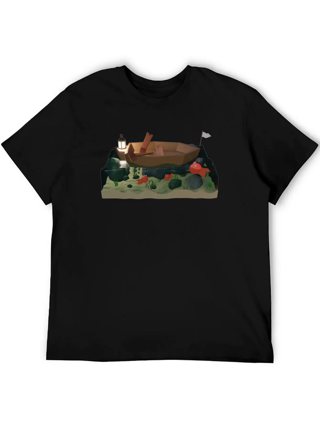 Sea Boat At Night Basic Graphic T-Shirt – Daily Comfort In Soft Cotton