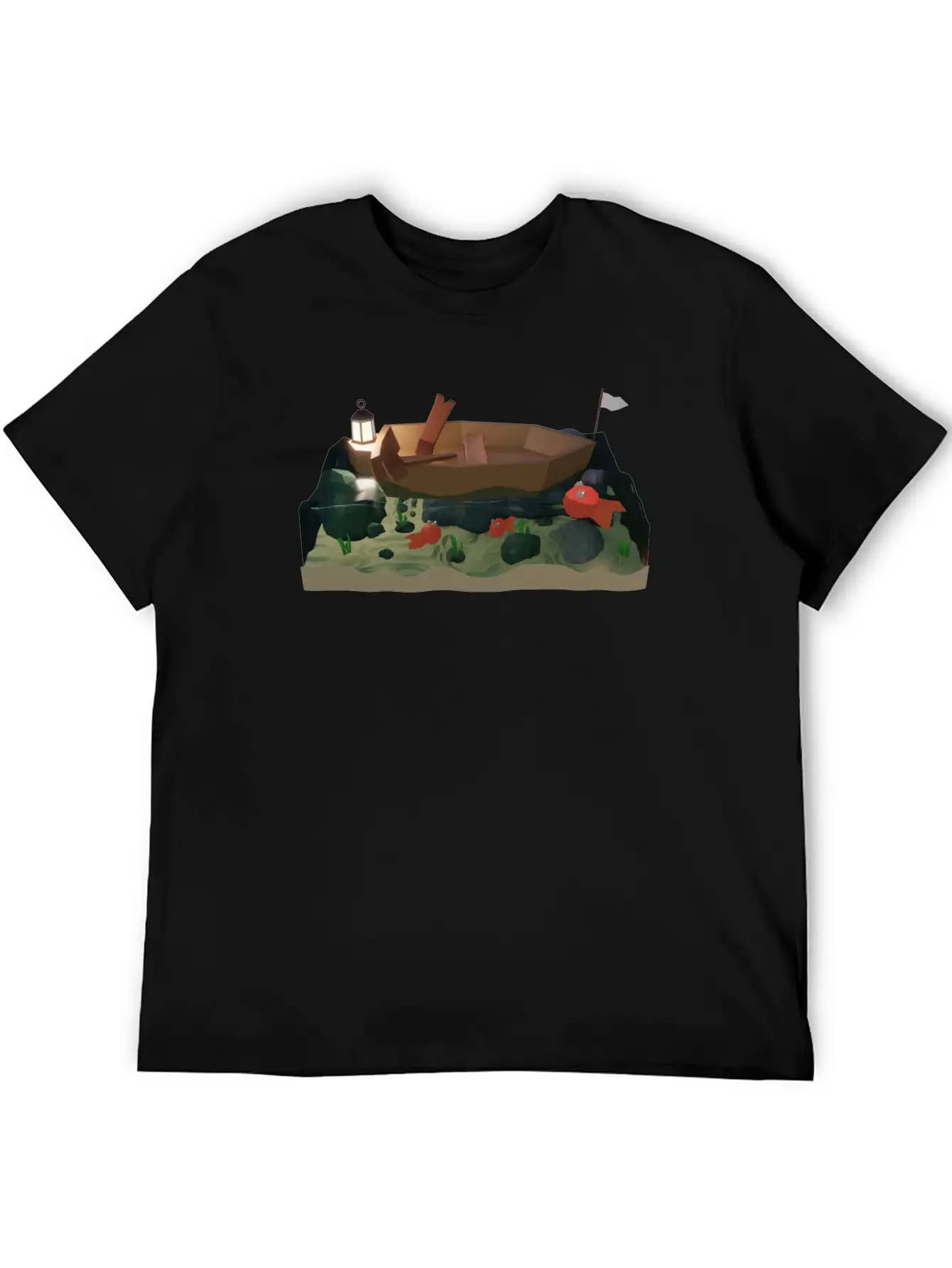 Sea Boat At Night Basic Graphic T-Shirt – Daily Comfort In Soft Cotton