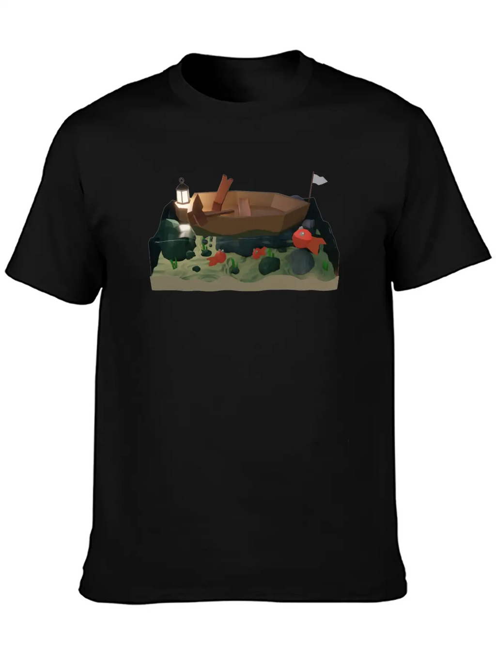 Sea Boat At Night Basic Graphic T-Shirt – Daily Comfort In Soft Cotton