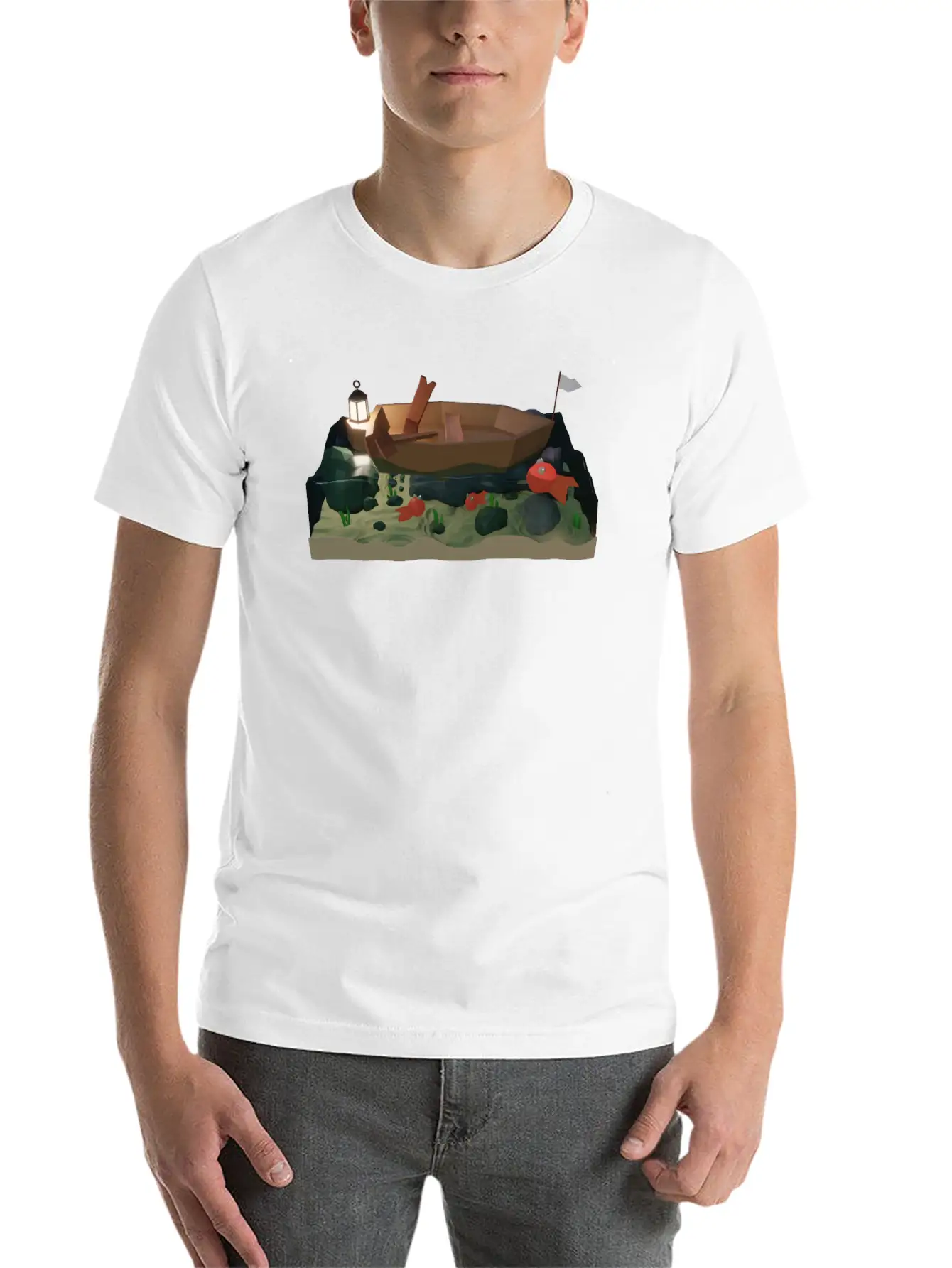 Sea Boat At Night Basic Graphic T-Shirt – Daily Comfort In Soft Cotton