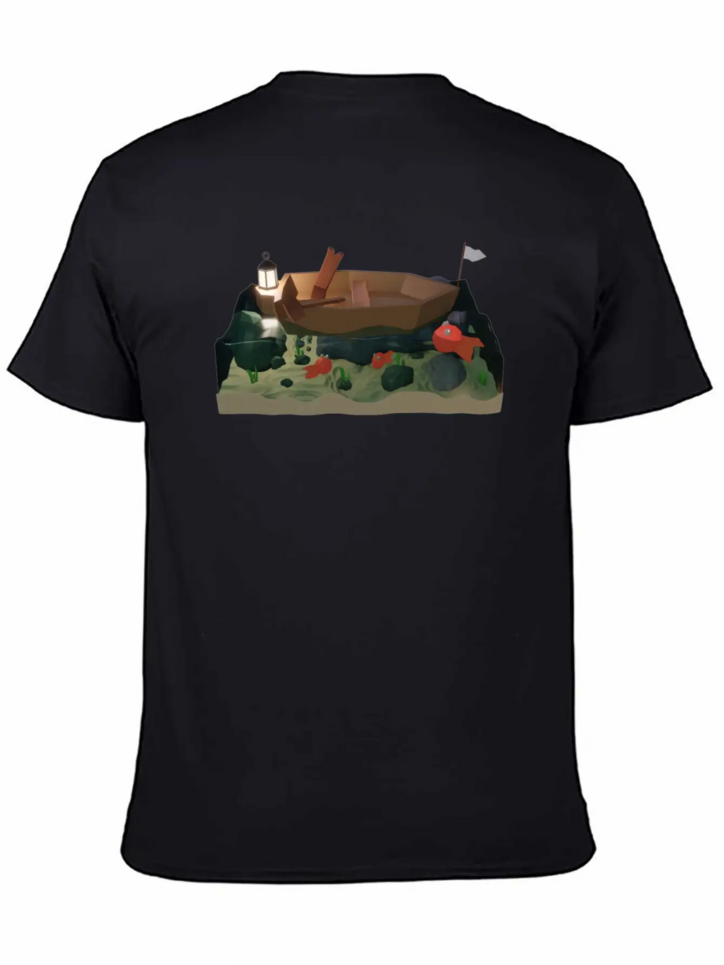 Sea Boat At Night Basic Graphic T-Shirt – Daily Comfort In Soft Cotton