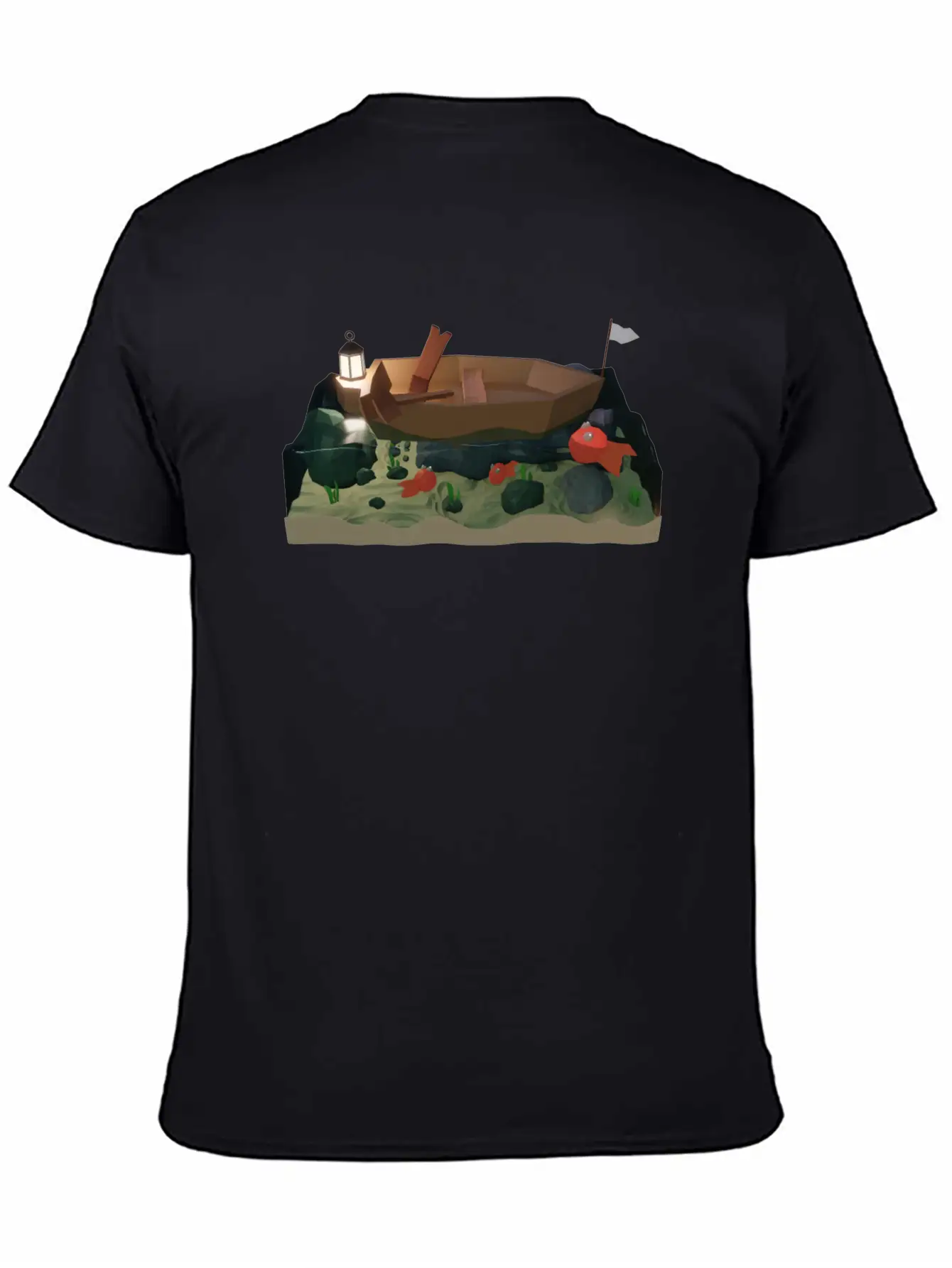 Sea Boat At Night Basic Graphic T-Shirt – Daily Comfort In Soft Cotton