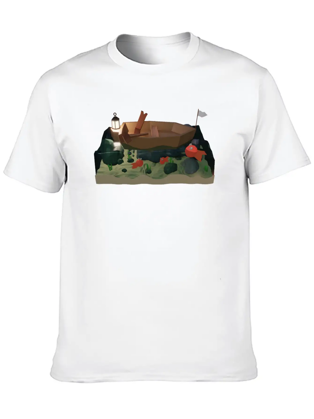 Sea Boat At Night Basic Graphic T-Shirt – Daily Comfort In Soft Cotton
