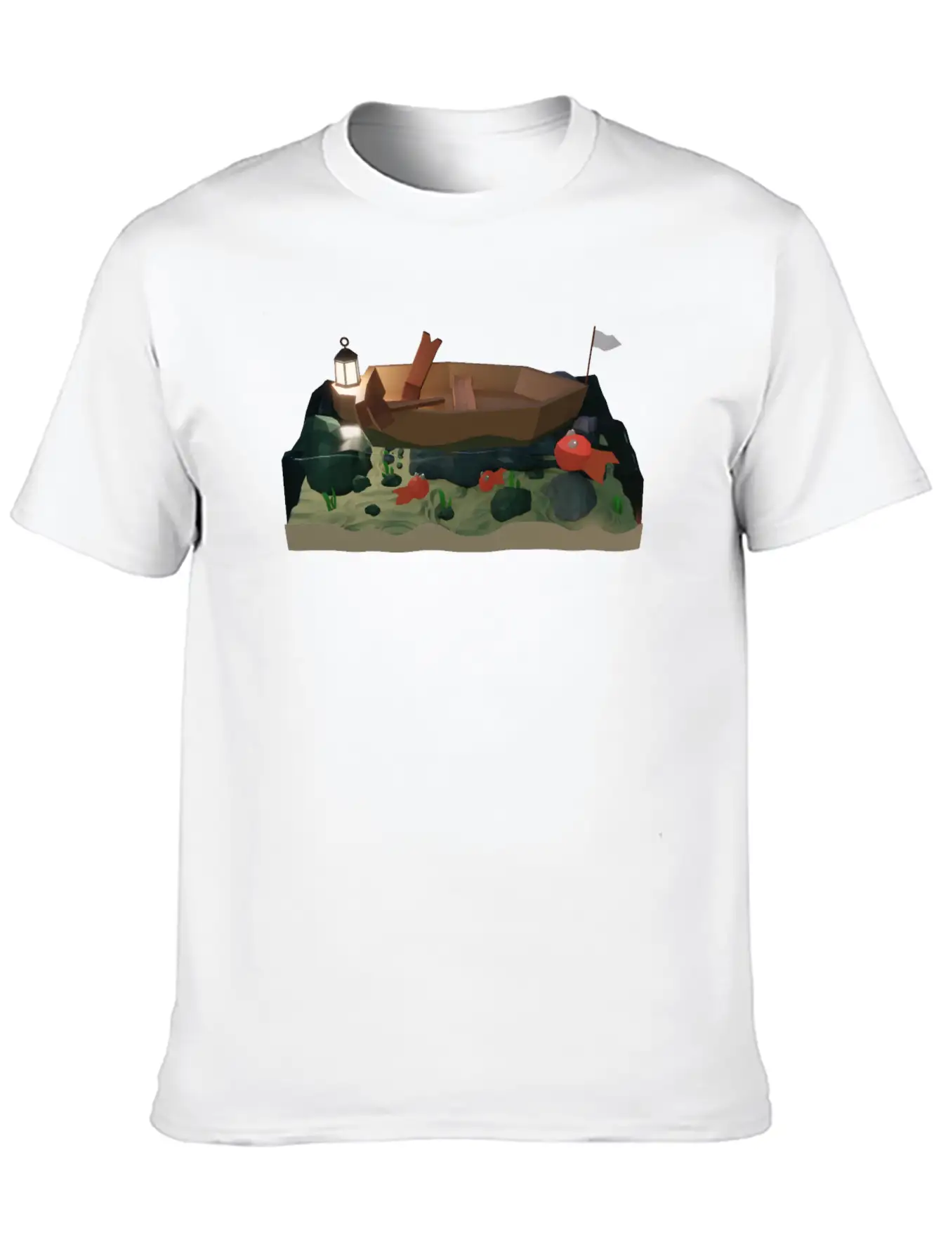 Sea Boat At Night Basic Graphic T-Shirt – Daily Comfort In Soft Cotton