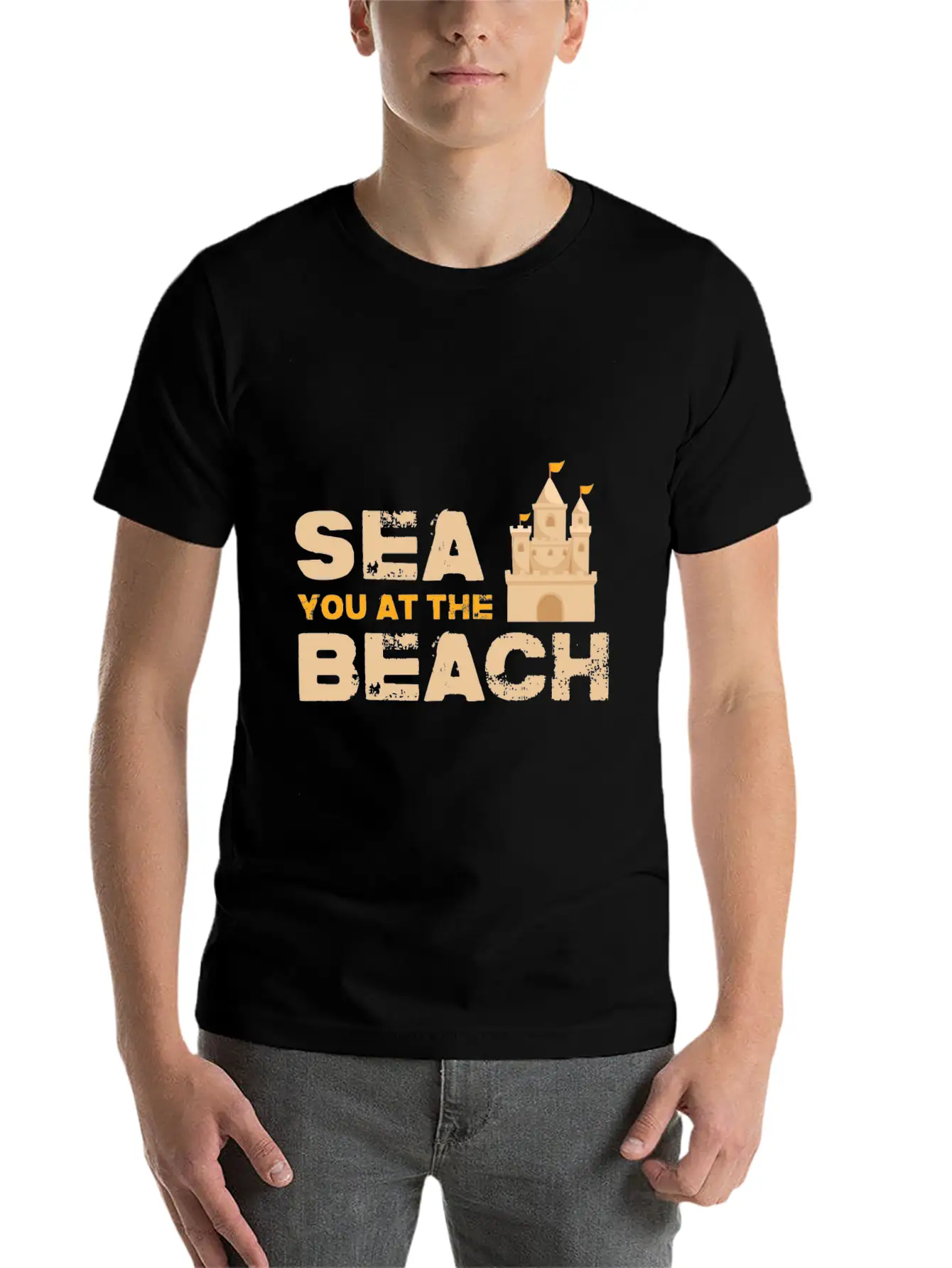 Sea You At The Beach - Sand Castle Gift Idea Stylish Everyday T-Shirt – Unisex Basic Cotton Tee