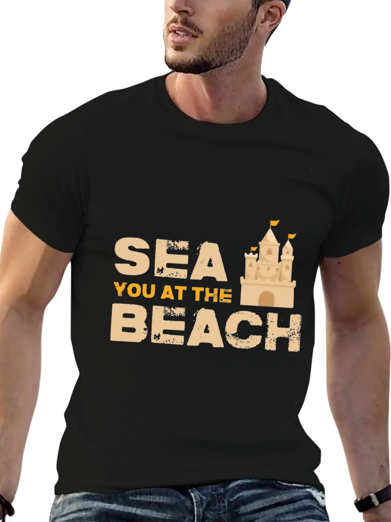 Sea You At The Beach - Sand Castle Gift Idea Stylish Everyday T-Shirt – Unisex Basic Cotton Tee
