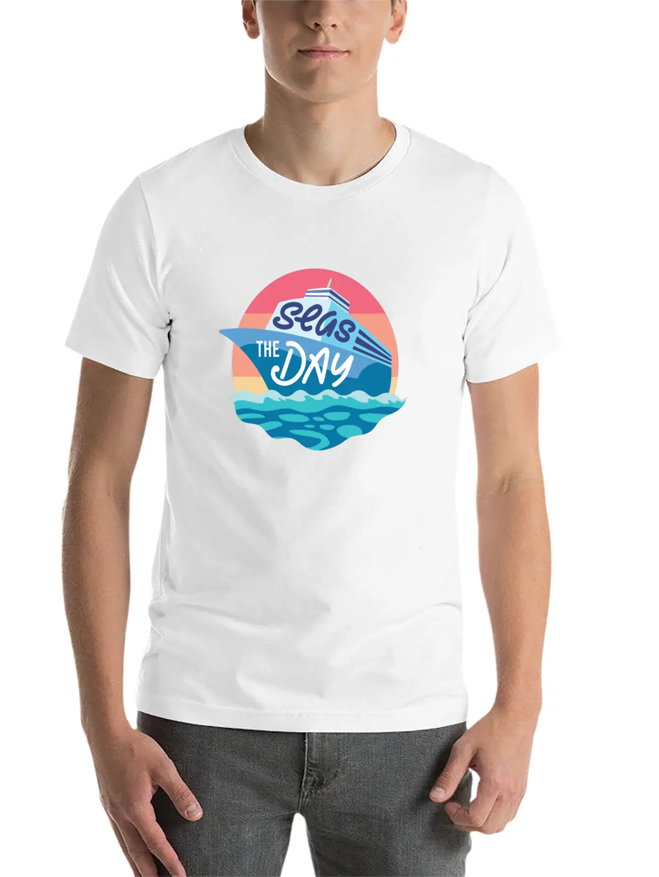 Seas The Day - Funny Cruising Quote Gift Idea Basic Graphic T-Shirt – Daily Comfort In Soft Cotton