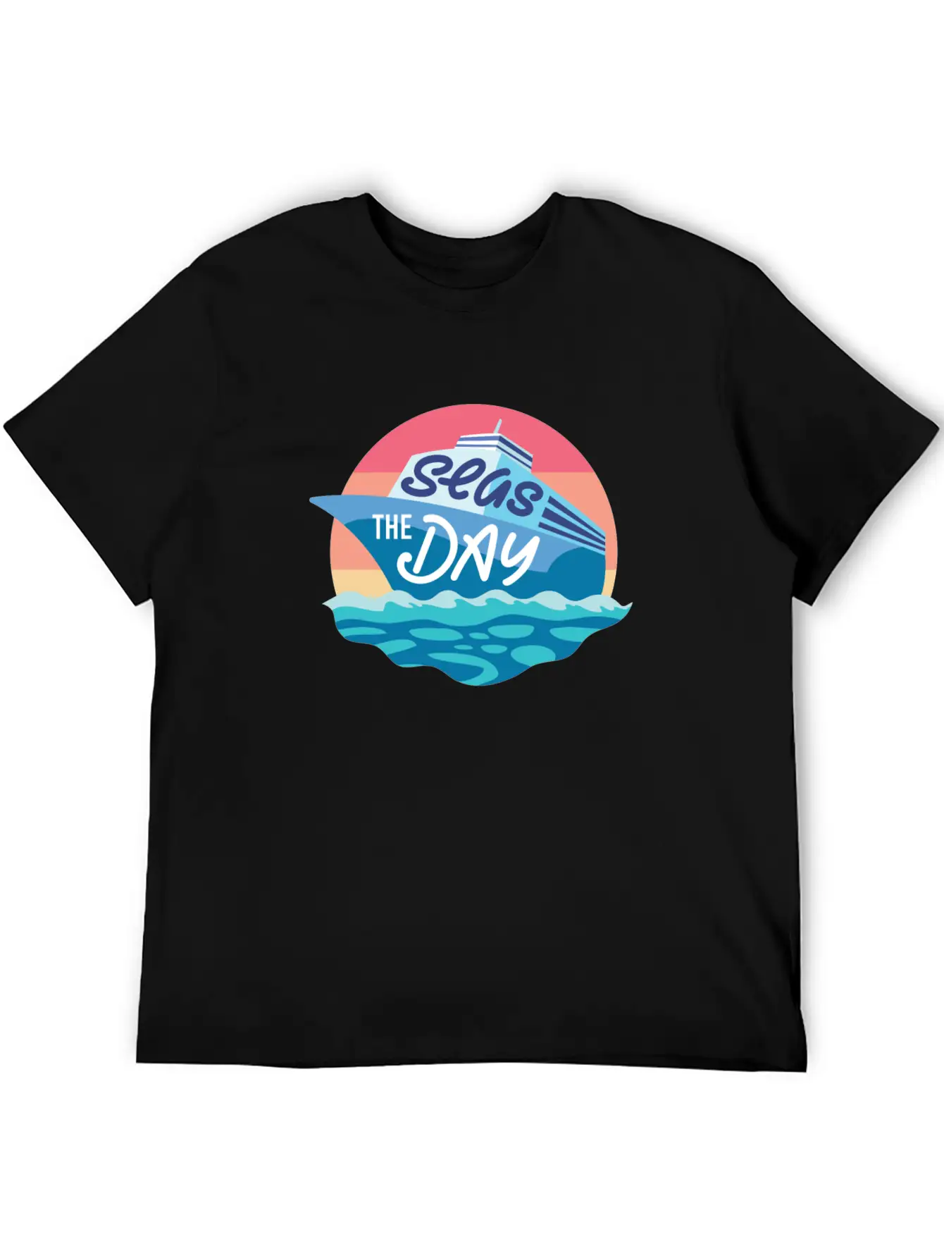Seas The Day - Funny Cruising Quote Gift Idea Basic Graphic T-Shirt – Daily Comfort In Soft Cotton