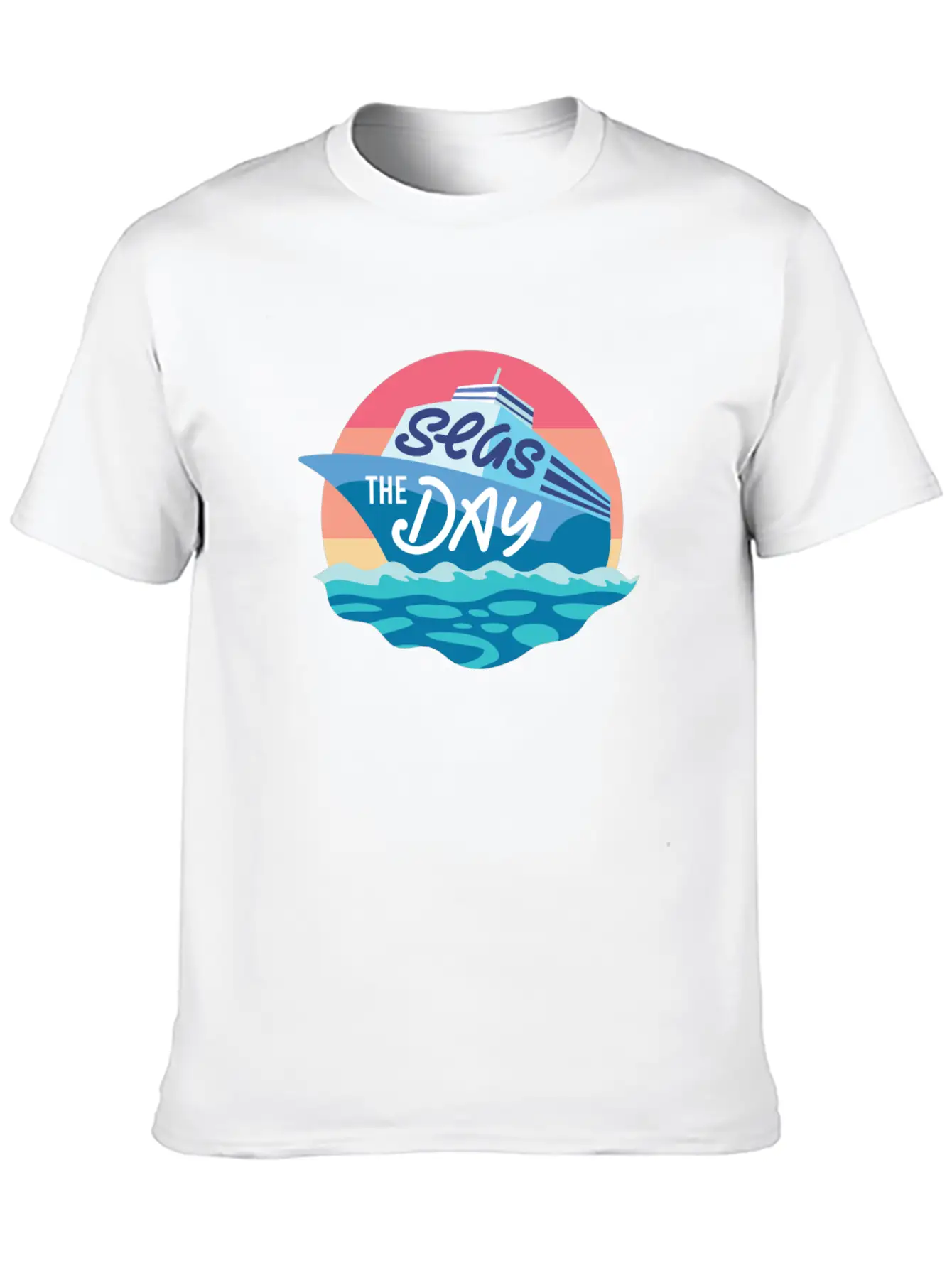 Seas The Day - Funny Cruising Quote Gift Idea Basic Graphic T-Shirt – Daily Comfort In Soft Cotton