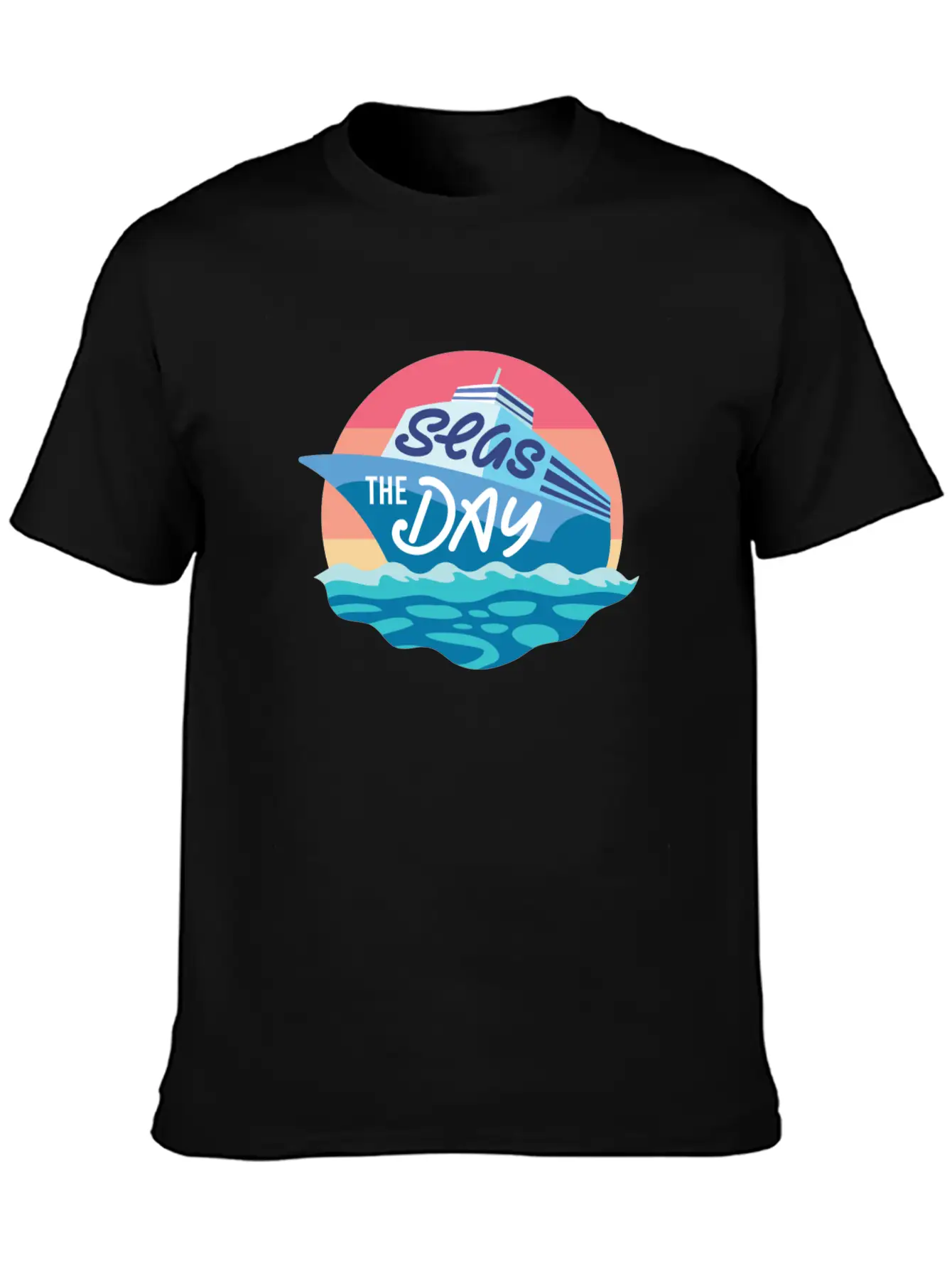 Seas The Day - Funny Cruising Quote Gift Idea Basic Graphic T-Shirt – Daily Comfort In Soft Cotton