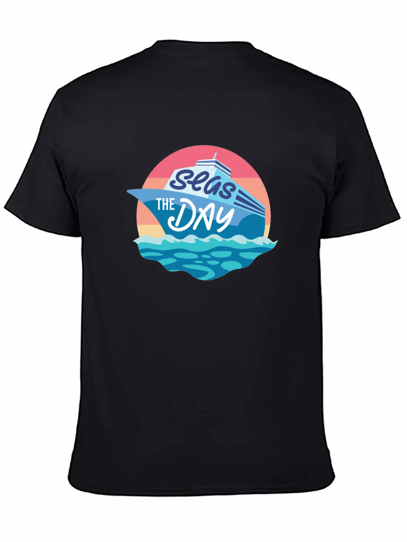 Seas The Day - Funny Cruising Quote Gift Idea Basic Graphic T-Shirt – Daily Comfort In Soft Cotton