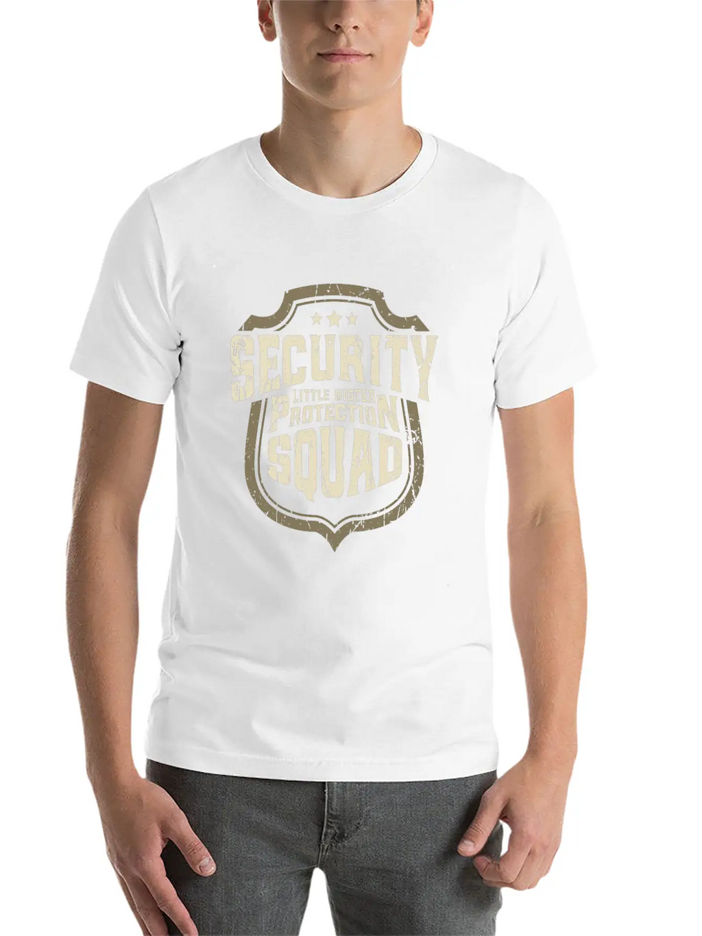 Security - Little Sister Protection Squad - Sister Breathable Soft Cotton T-Shirt – Timeless Casual Look