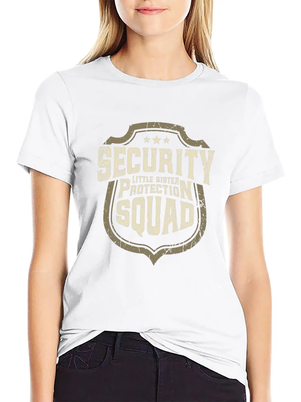 Security - Little Sister Protection Squad - Sister Breathable Soft Cotton T-Shirt – Timeless Casual Look