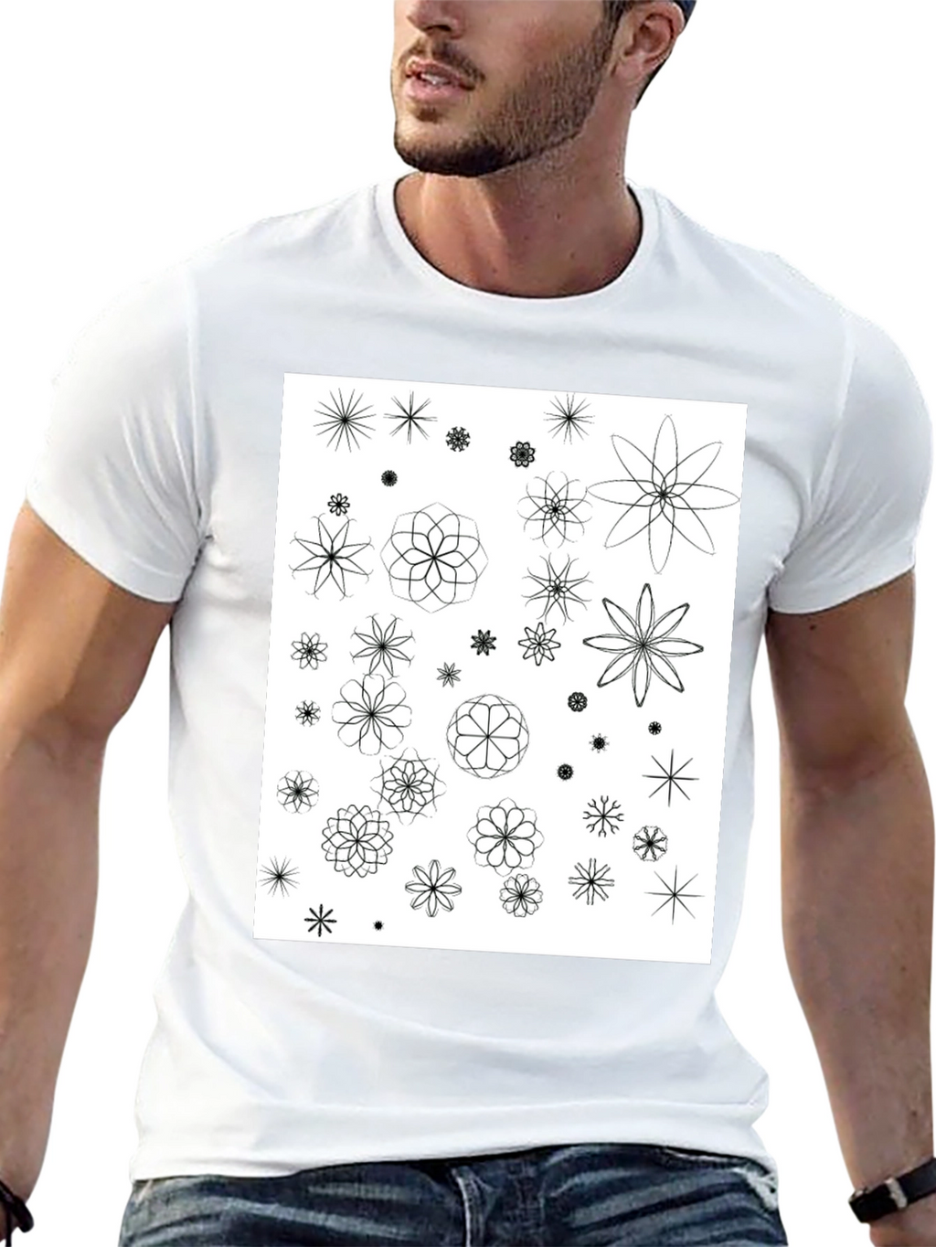 Floral Pattern Black T-Shirt | Trendy Mens Tee