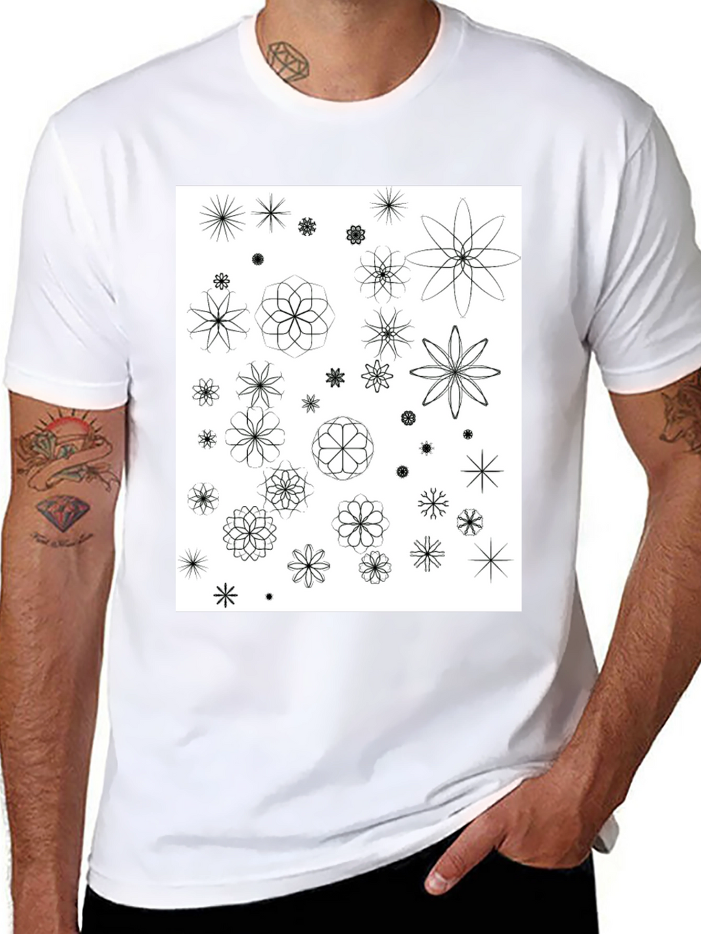 Floral Pattern Black T-Shirt | Trendy Mens Tee