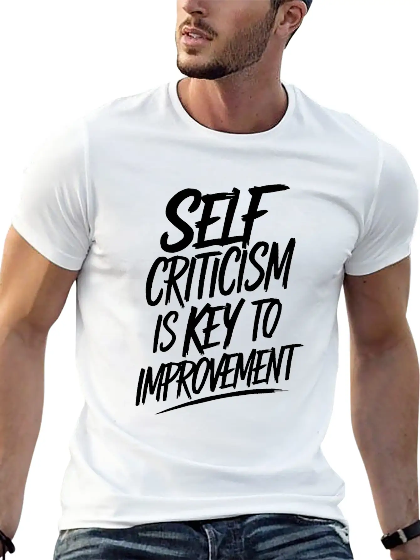 Self Criticism Is Key To Improvement Basic Graphic T-Shirt – Daily Comfort In Soft Cotton