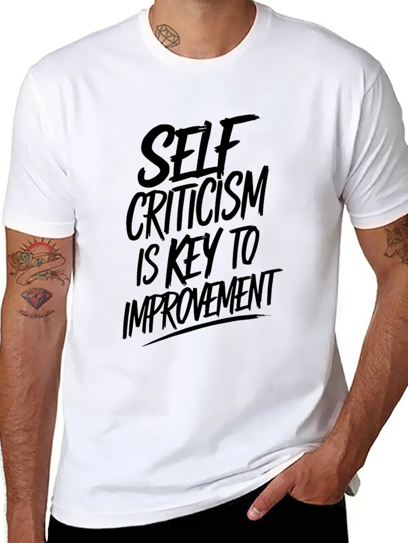Self Criticism Is Key To Improvement Basic Graphic T-Shirt – Daily Comfort In Soft Cotton